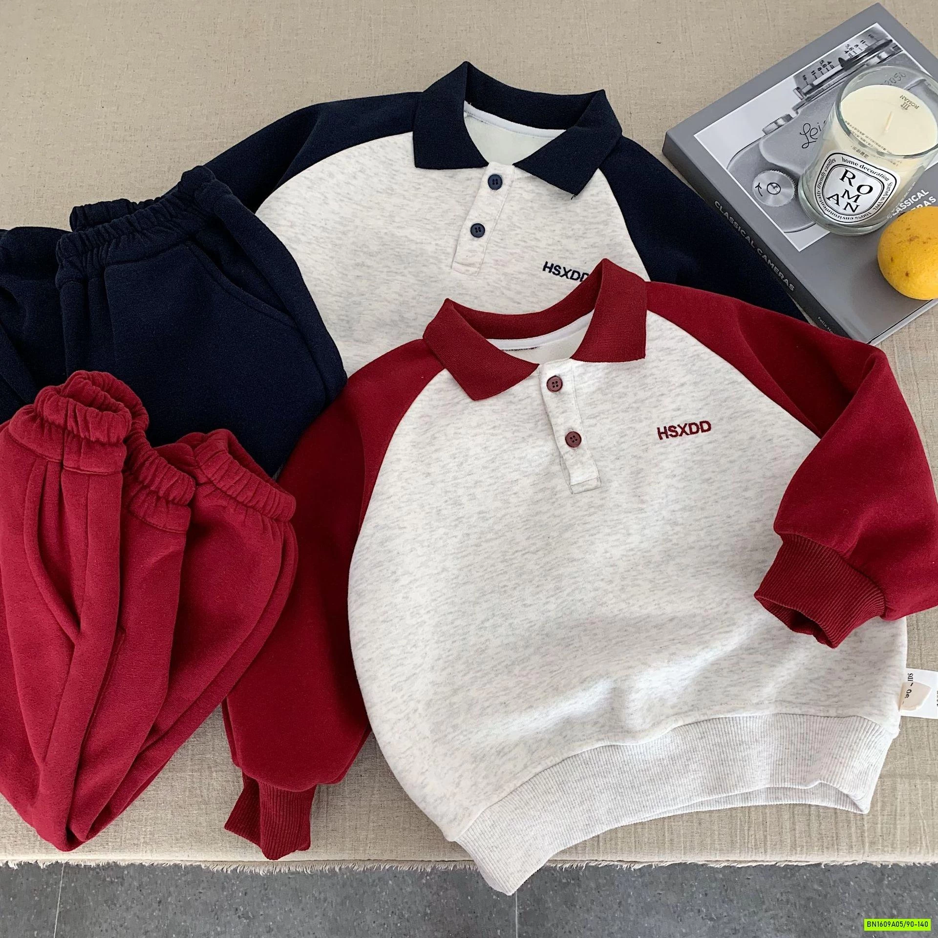 BỘ NỈ LÓT LÔNG CỪU PHỐI MÀU TAY