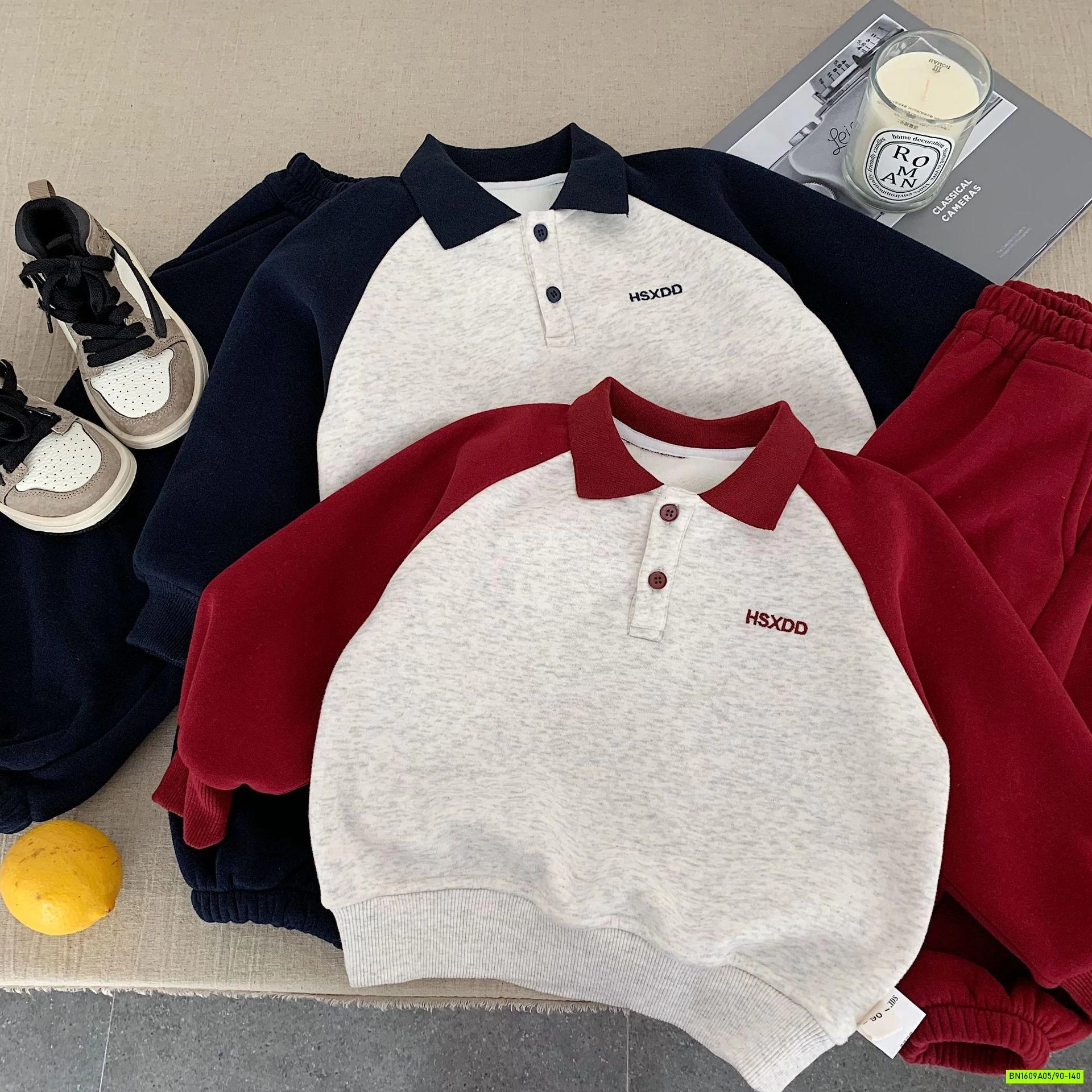 BỘ NỈ LÓT LÔNG CỪU PHỐI MÀU TAY