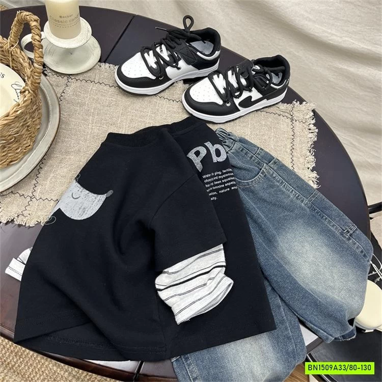 ÁO THUN GIẢ 2 LỚP TAY KẺ