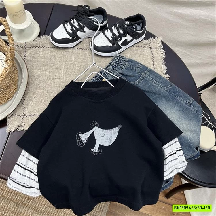 ÁO THUN GIẢ 2 LỚP TAY KẺ