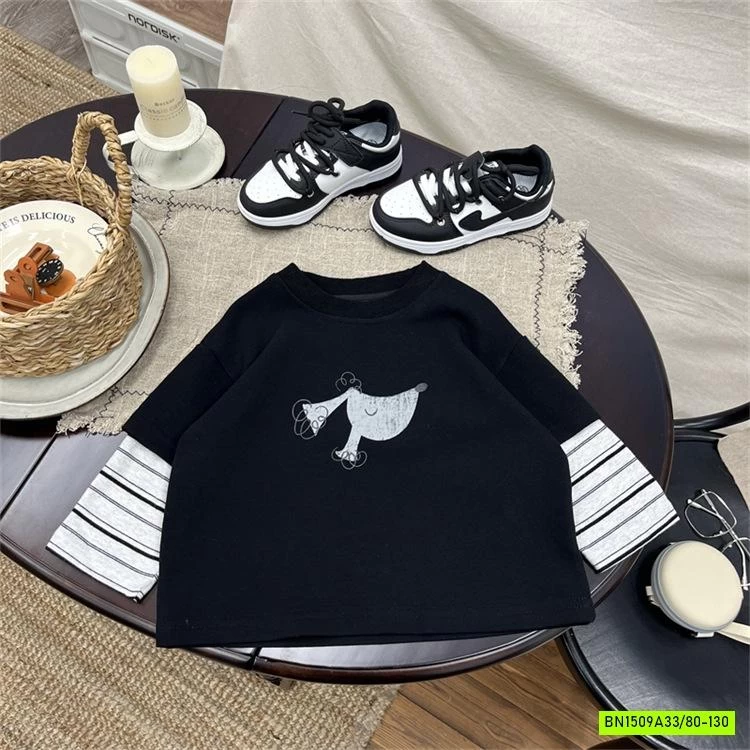 ÁO THUN GIẢ 2 LỚP TAY KẺ