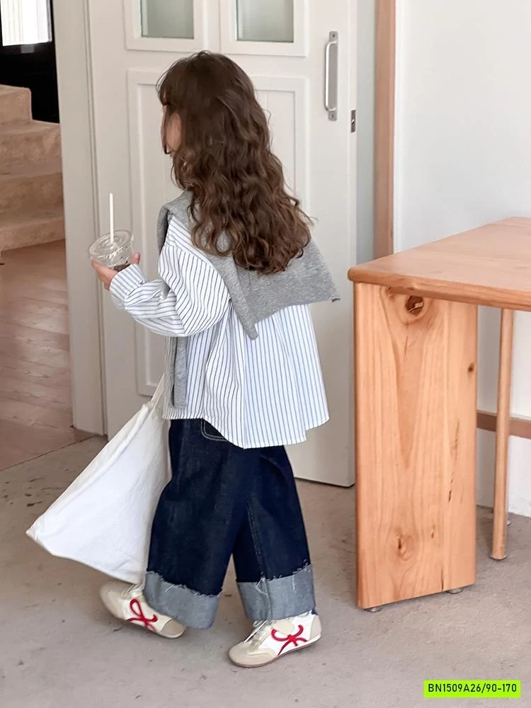 SƠ MI SỌC MIX JEANS SUÔNG AMBB