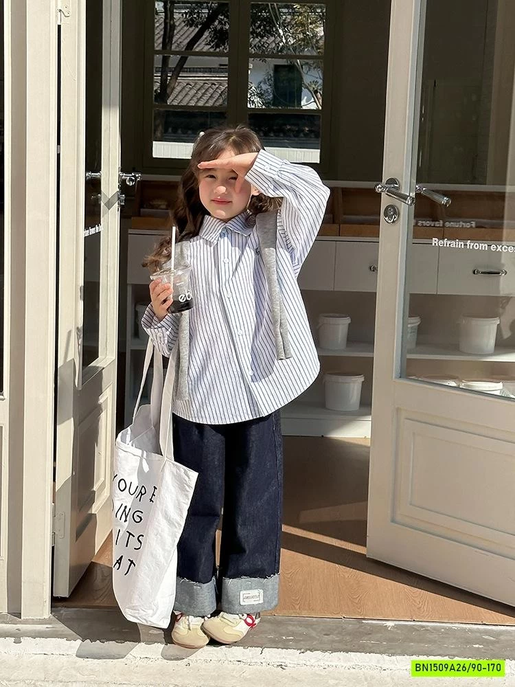 SƠ MI SỌC MIX JEANS SUÔNG AMBB