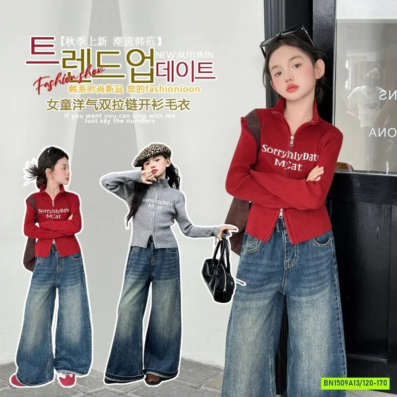 KHOÁC CROPTOP LEN MIX JEANS SUÔNG