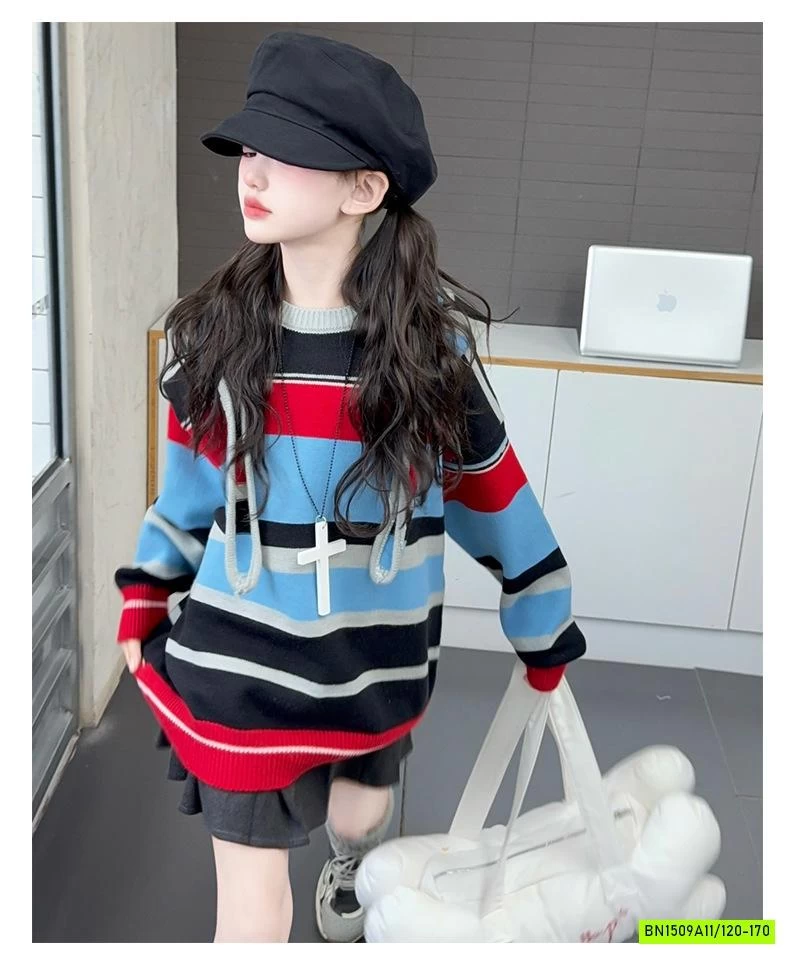 HOODIE LEN KẺ SẮC MÀU SZ ĐẠI