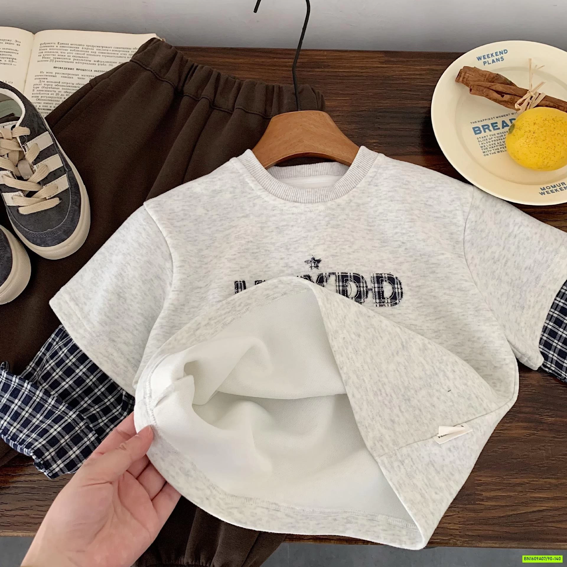 ÁO NỈ GIẢ 2 LỚP TAY CARO