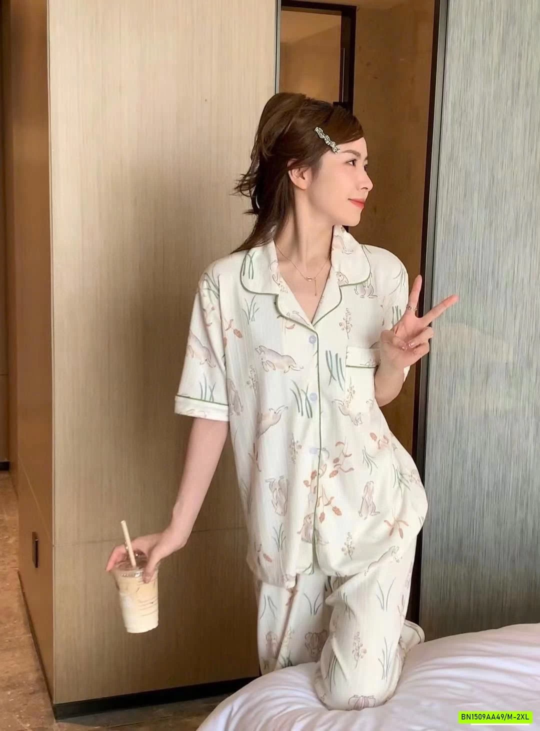 PIZAMA NGẮN TAY QUẦN DÀI