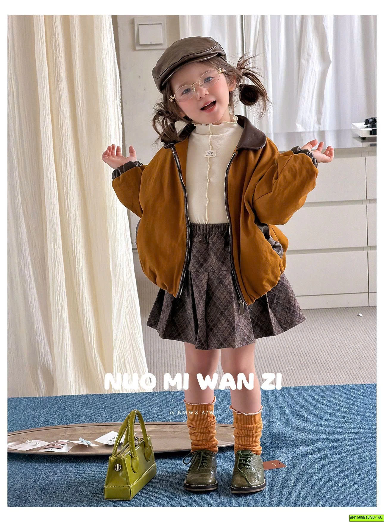 CHÂN VÁY DẠ CARO XẾP LY