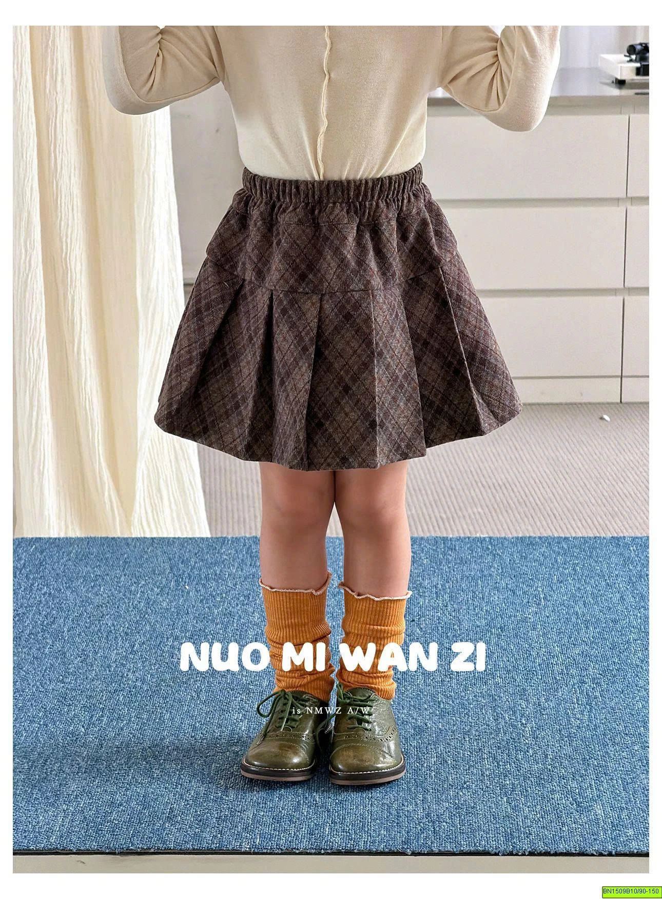 CHÂN VÁY DẠ CARO XẾP LY