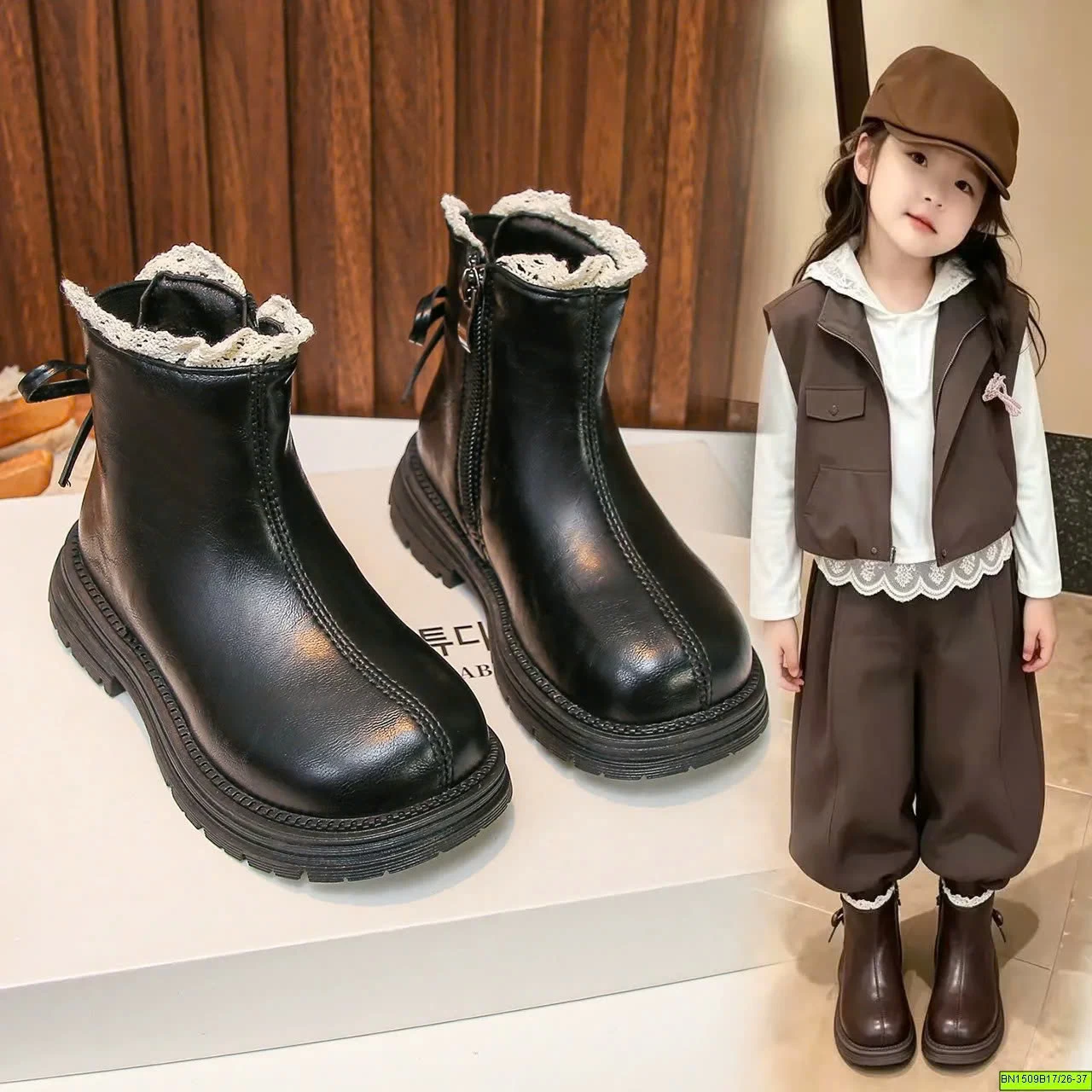BOOT CAO CỔ VIỀN REN