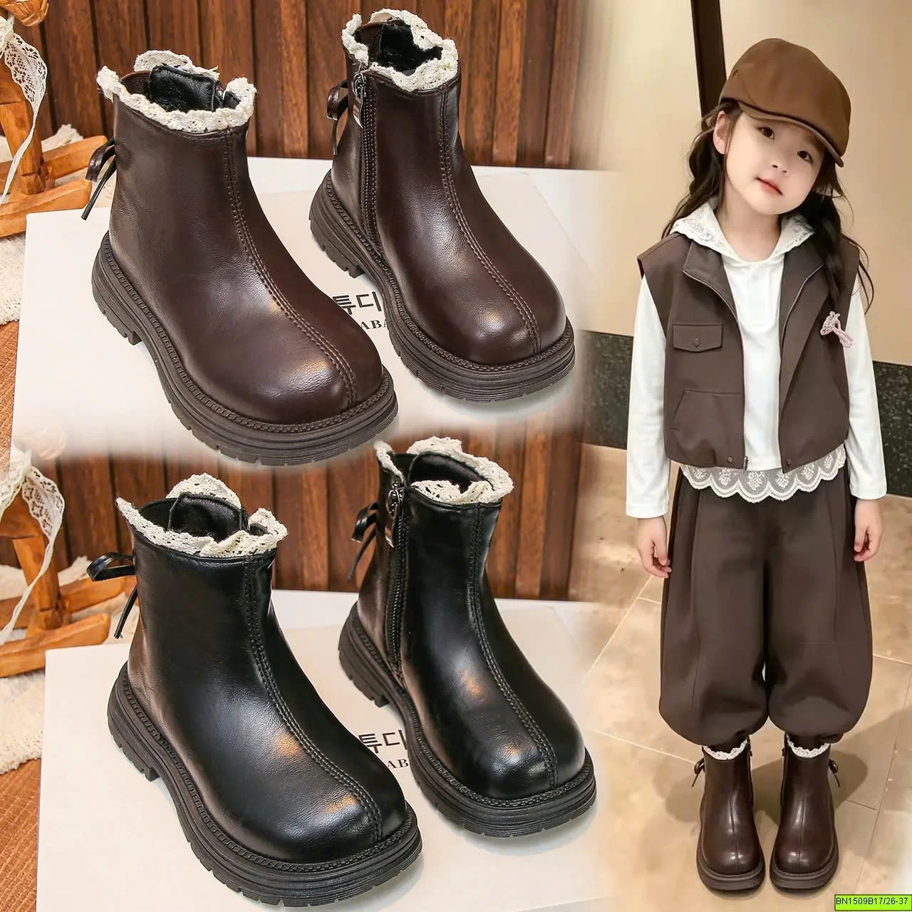 BOOT CAO CỔ VIỀN REN