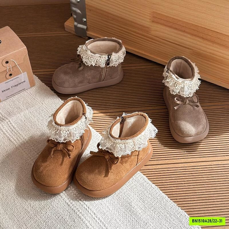BOOT DA LỘN VIỀN REN LÓT NHUNG