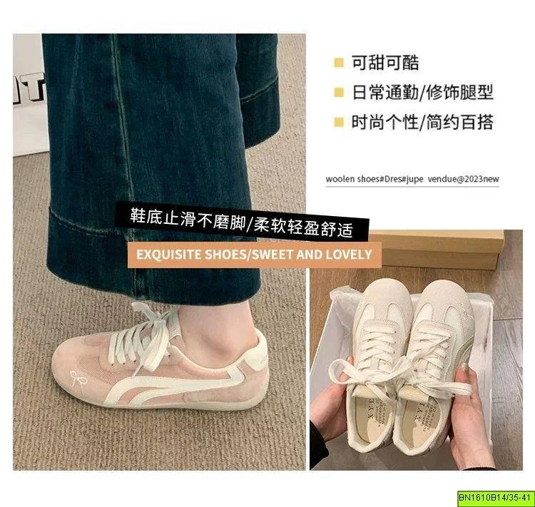 GIÀY THỂ THAO DA LỘN THÊU NƠ NỮ