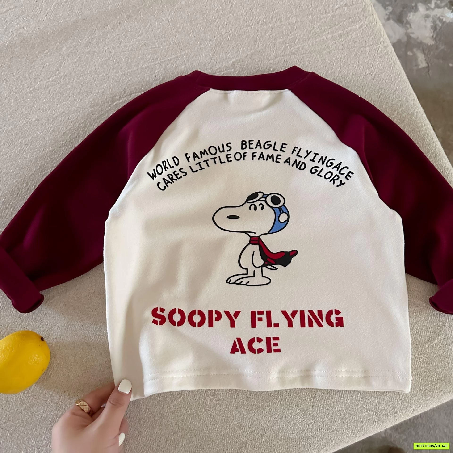 ÁO NỈ PHỐI MÀU TAY SNOOPY MMGGBABY
