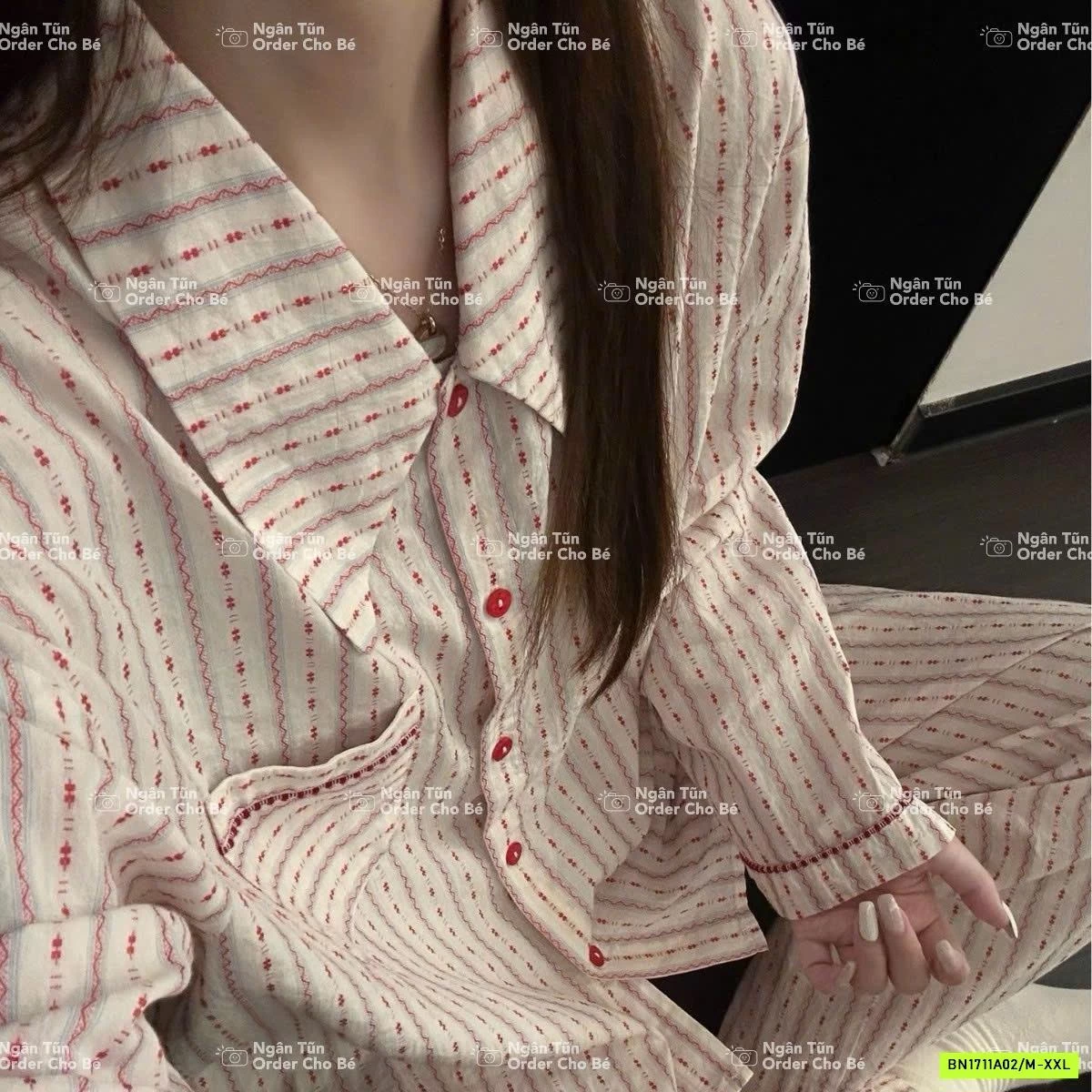 PIZAMA SỌC CÚC ĐỎ