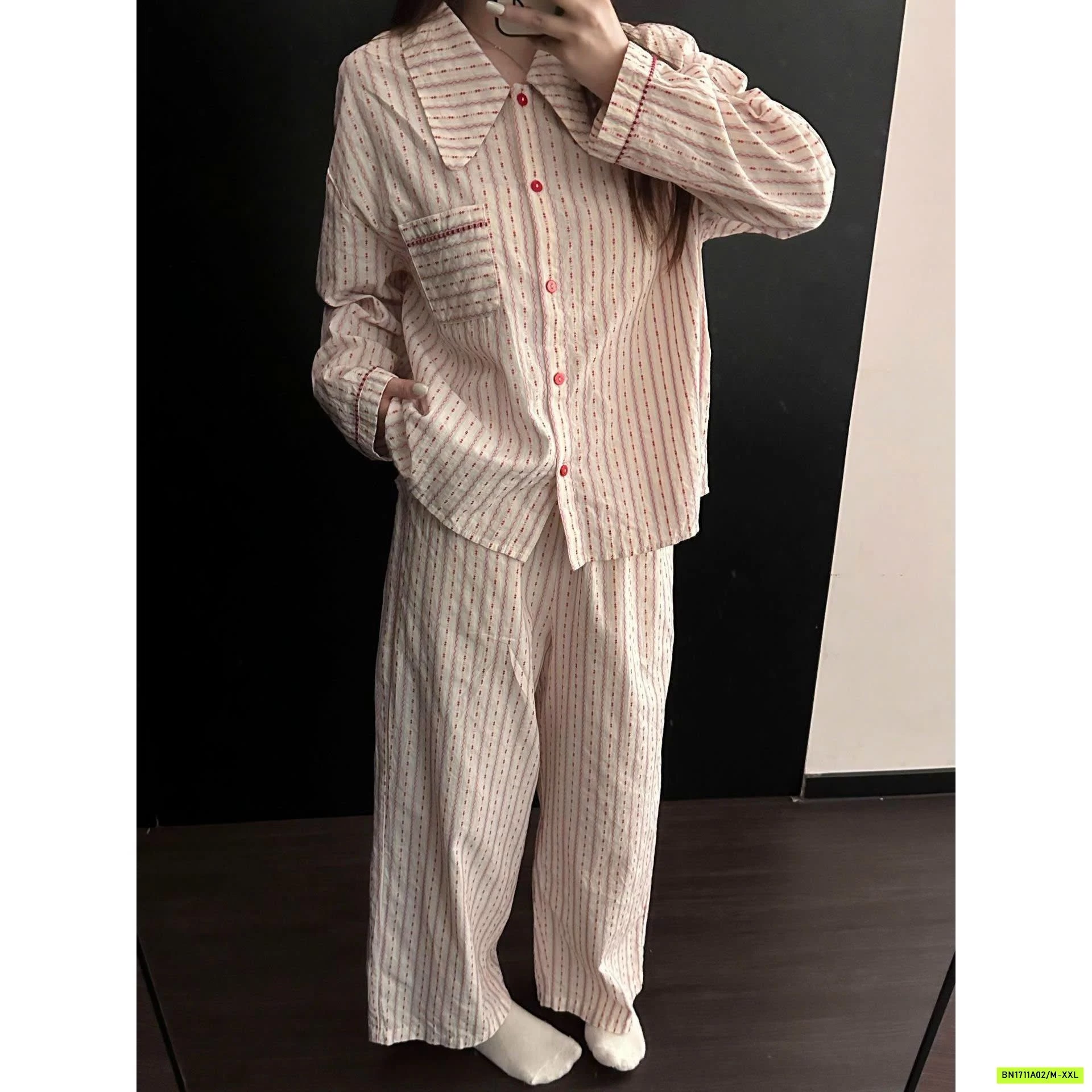 PIZAMA SỌC CÚC ĐỎ