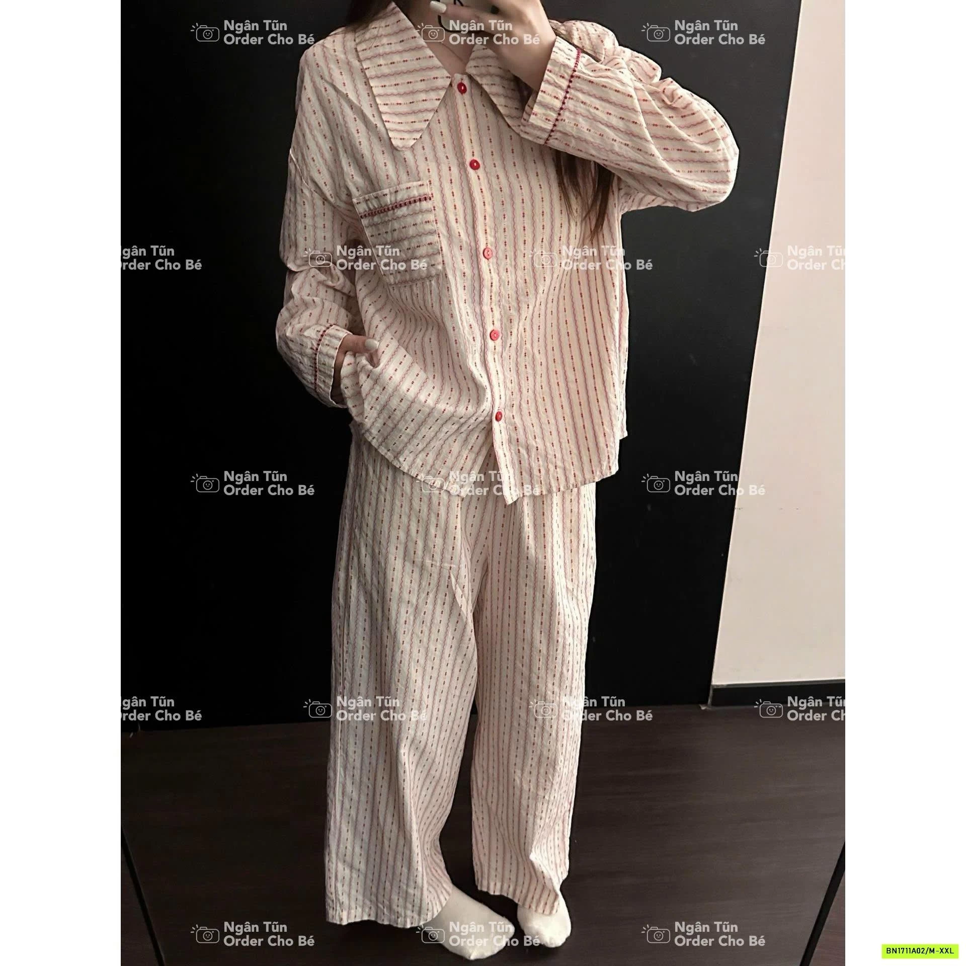 PIZAMA SỌC CÚC ĐỎ