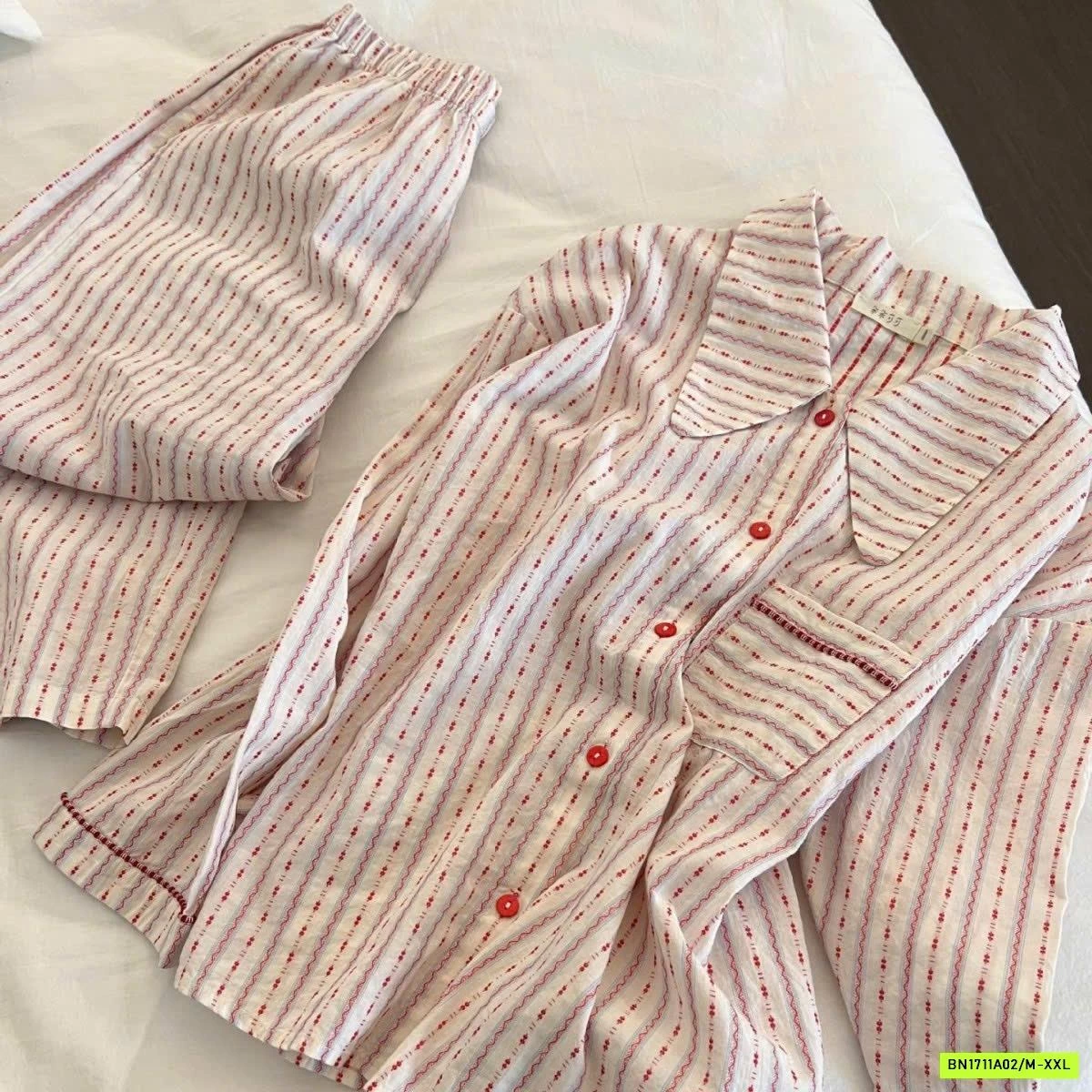 PIZAMA SỌC CÚC ĐỎ