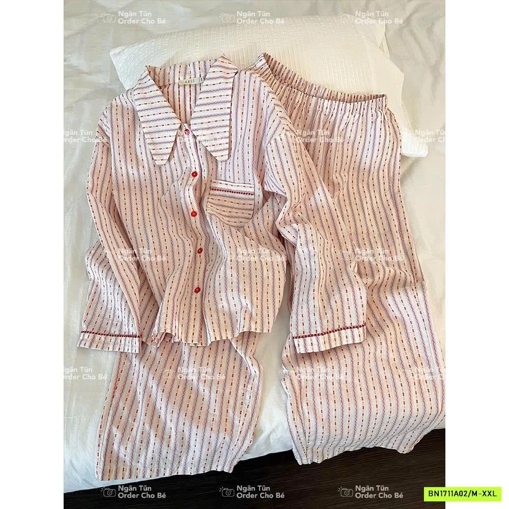 PIZAMA SỌC CÚC ĐỎ