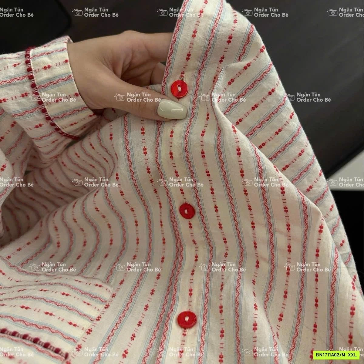 PIZAMA SỌC CÚC ĐỎ