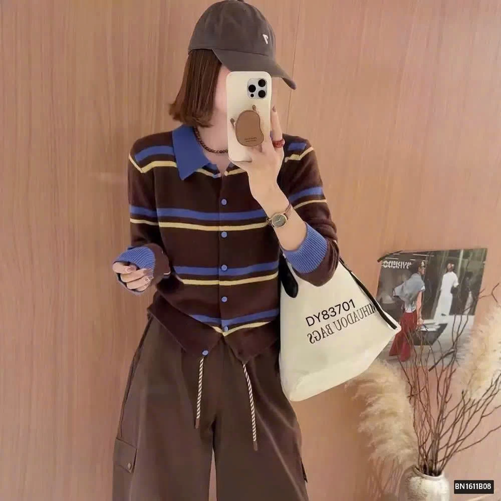 ÁO LEN KẺ CỔ POLO ANNA