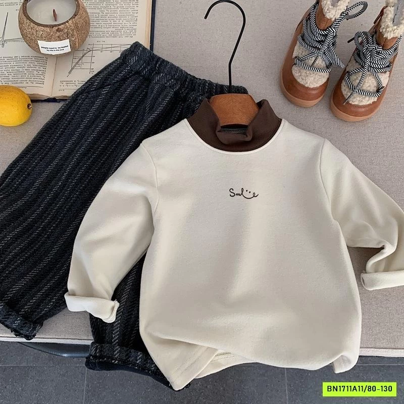 ÁO NỈ GIỮ NHIỆT PHỐI MÀU CỔ