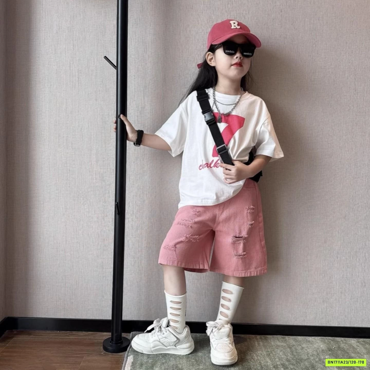 ÁO THUN SỐ 07 MIX SHORT HỒNG