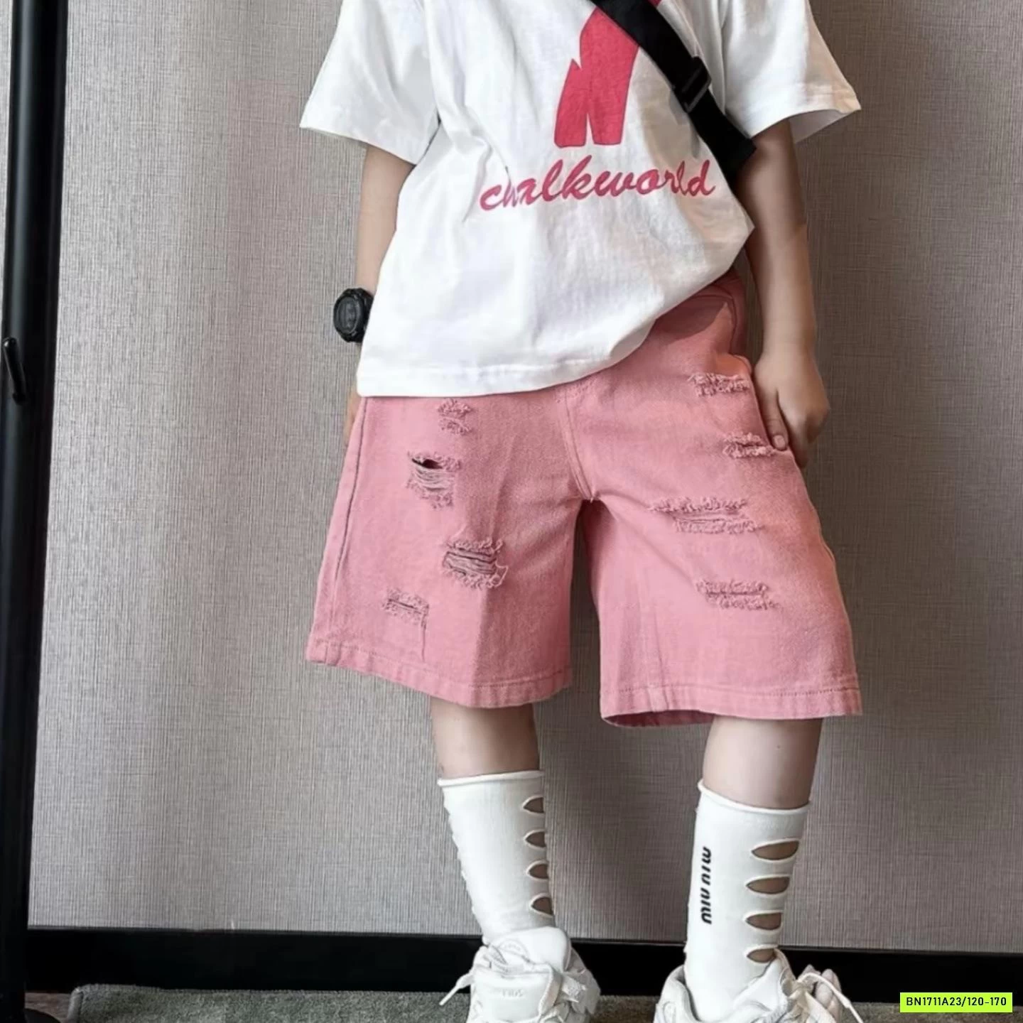 ÁO THUN SỐ 07 MIX SHORT HỒNG