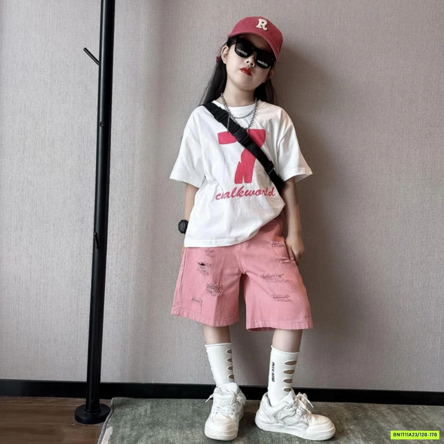 ÁO THUN SỐ 07 MIX SHORT HỒNG