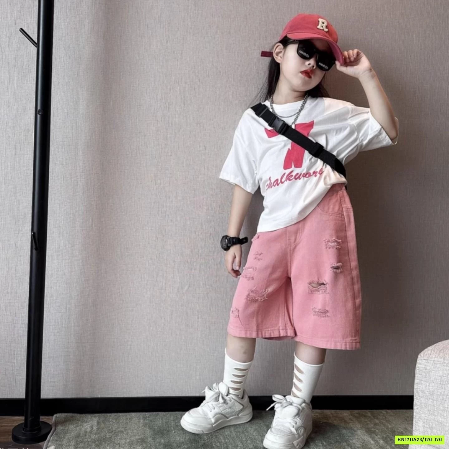 ÁO THUN SỐ 07 MIX SHORT HỒNG