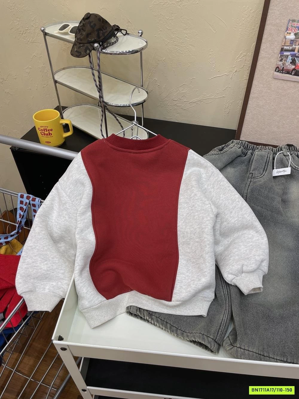 ÁO NỈ MICKEY PHỐI ĐỎ