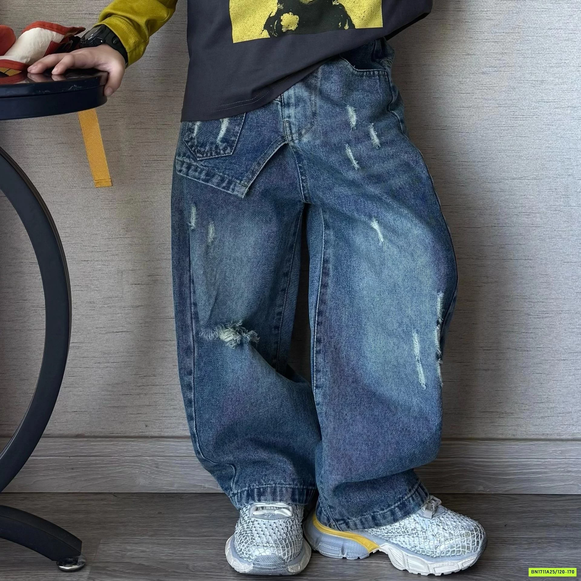 ÁO CÔ GÁI GIẢ 2 LỚP MIX JEANS SUÔNG