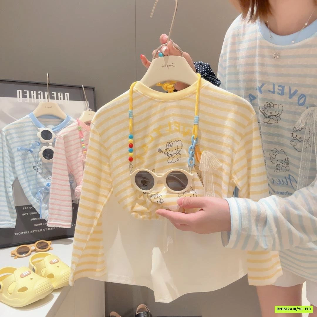 ÁO THUN DỆT KẺ NGANG GẮN NƠ