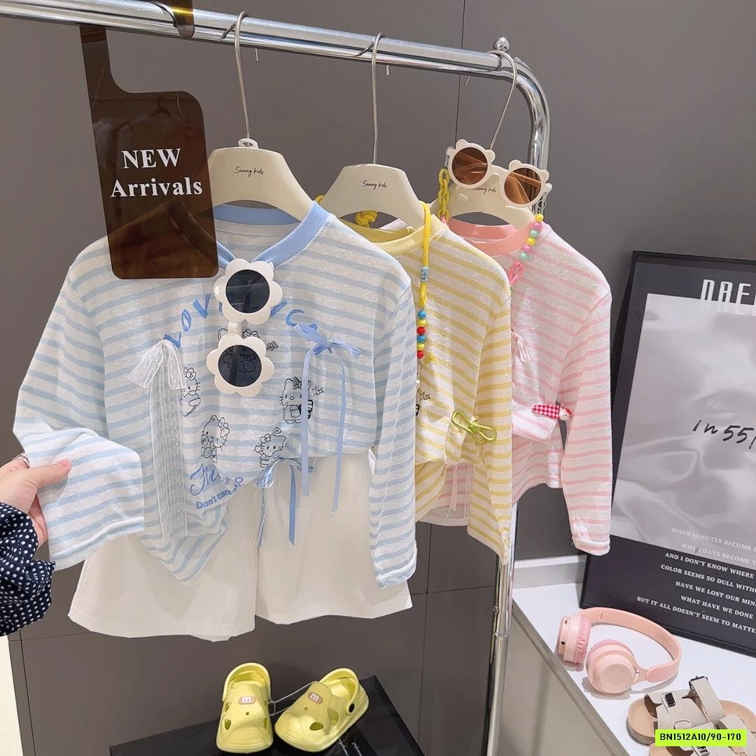 ÁO THUN DỆT KẺ NGANG GẮN NƠ