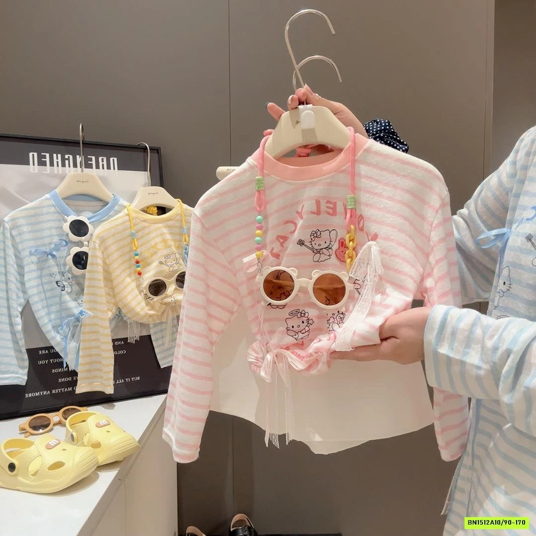 ÁO THUN DỆT KẺ NGANG GẮN NƠ