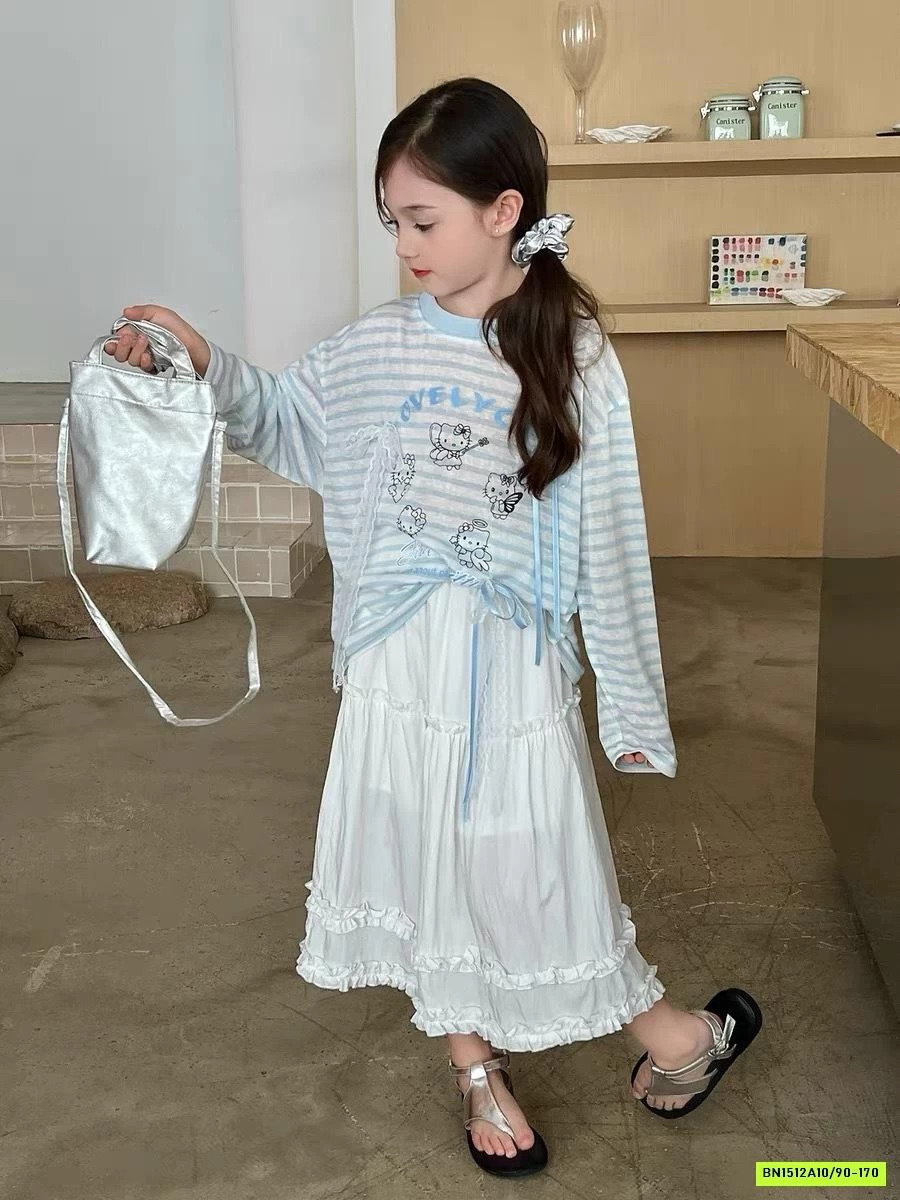 ÁO THUN DỆT KẺ NGANG GẮN NƠ