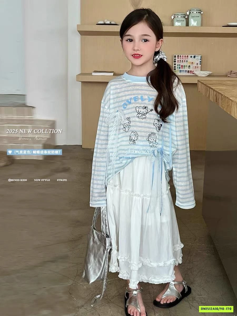 ÁO THUN DỆT KẺ NGANG GẮN NƠ