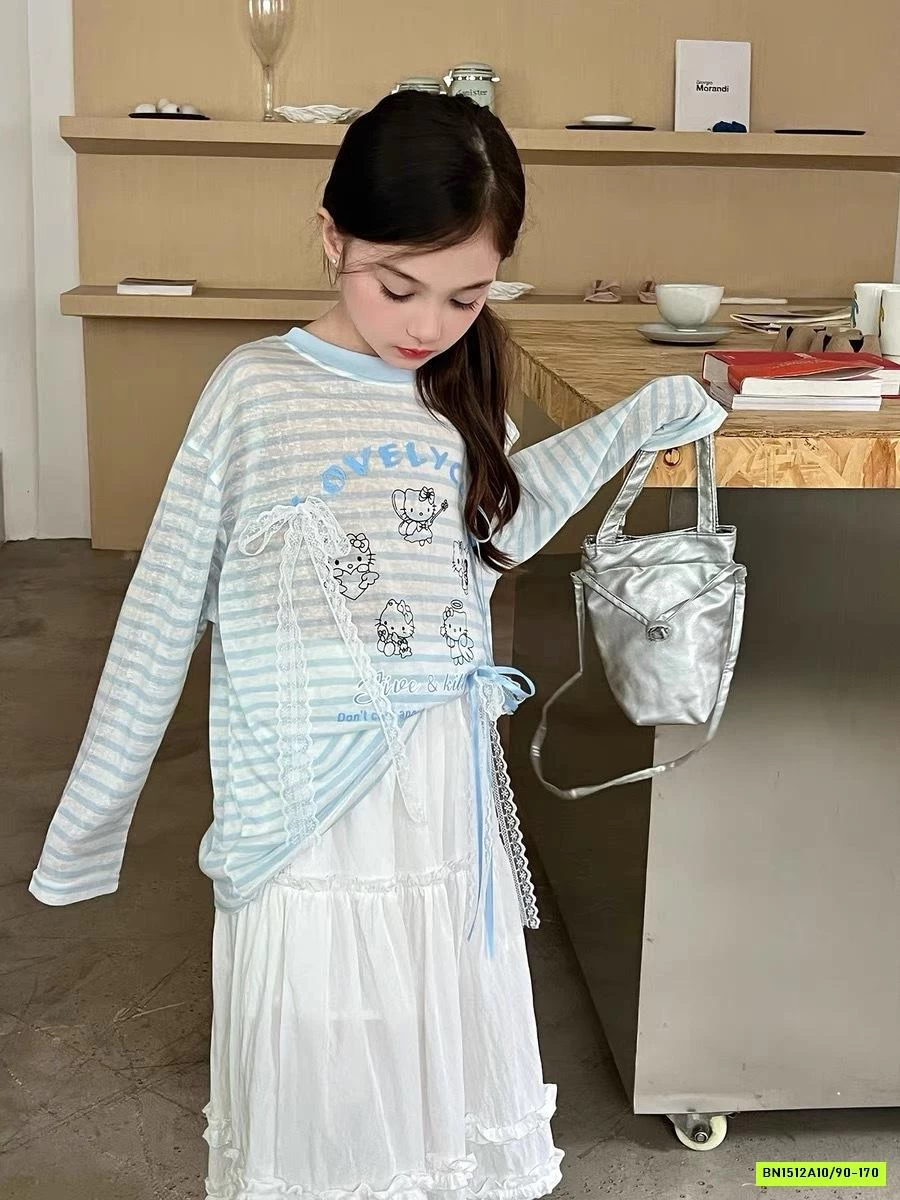 ÁO THUN DỆT KẺ NGANG GẮN NƠ