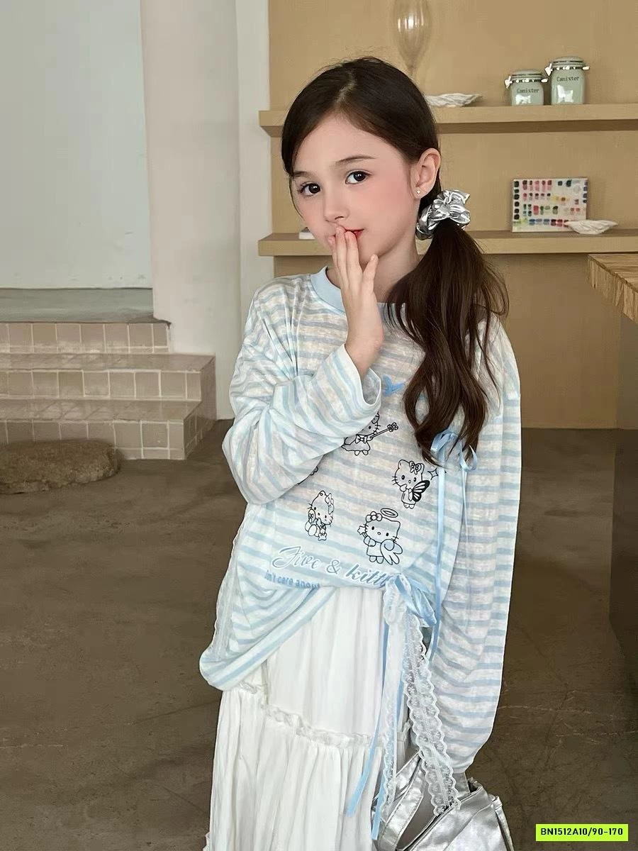 ÁO THUN DỆT KẺ NGANG GẮN NƠ