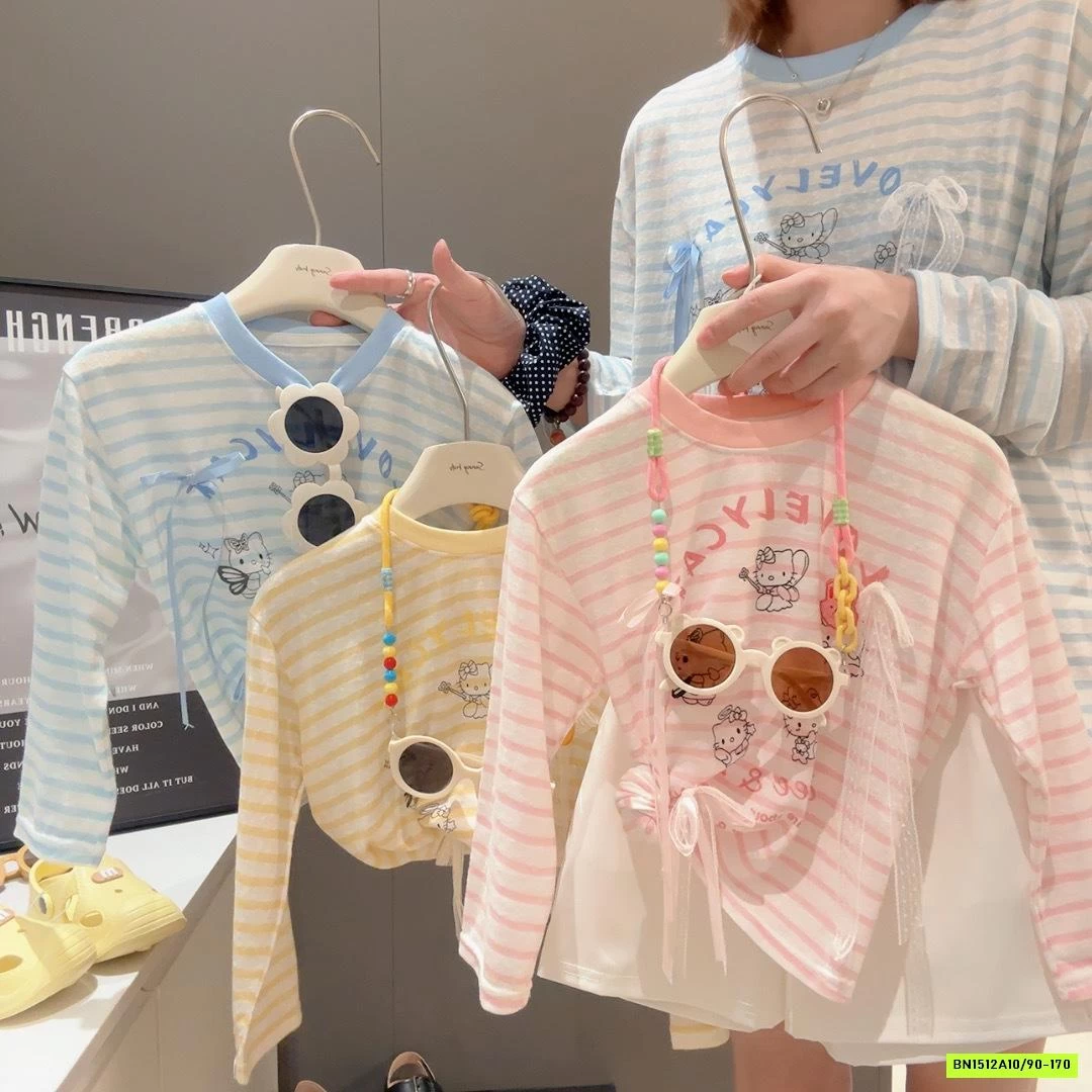 ÁO THUN DỆT KẺ NGANG GẮN NƠ