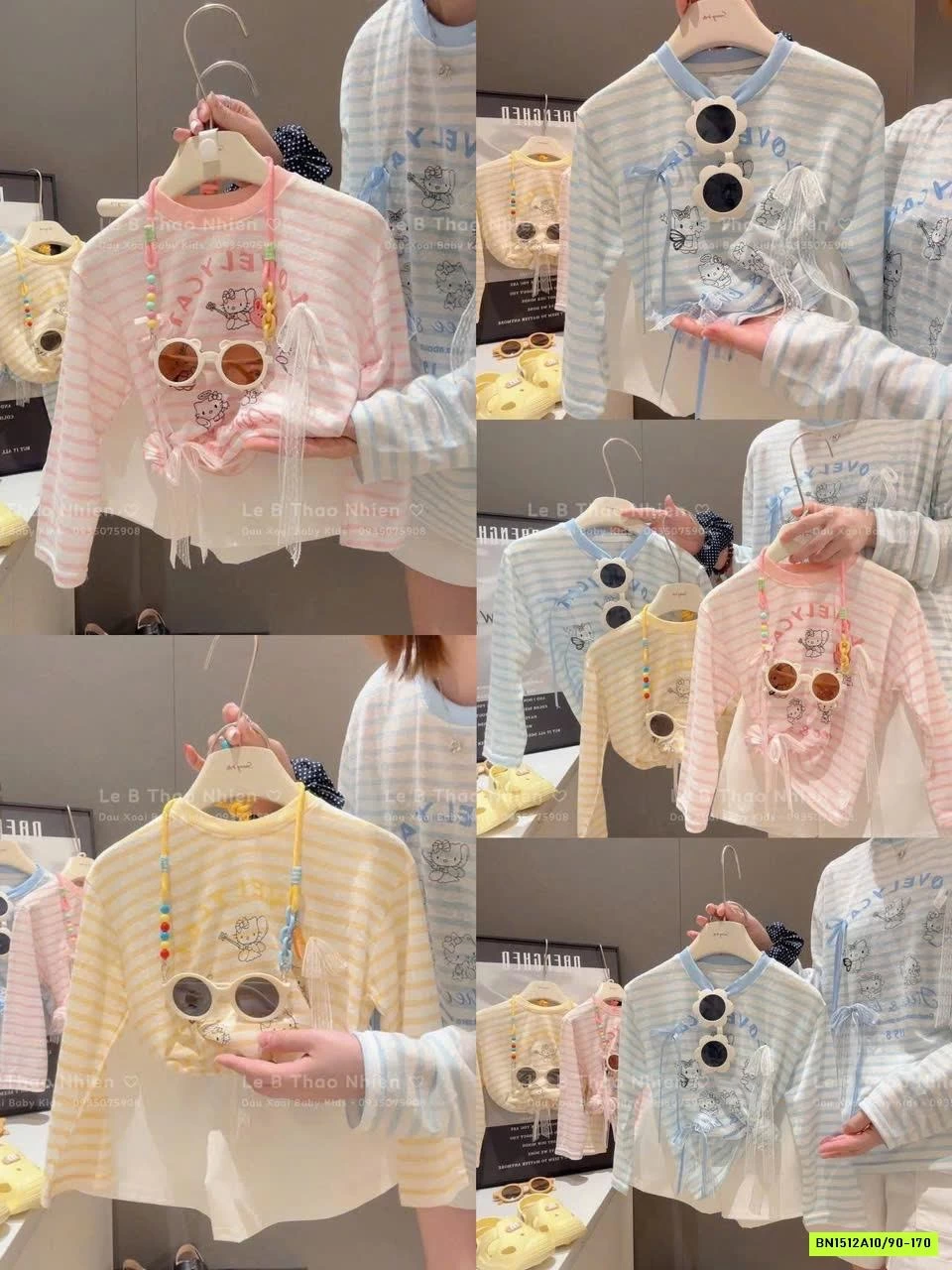 ÁO THUN DỆT KẺ NGANG GẮN NƠ