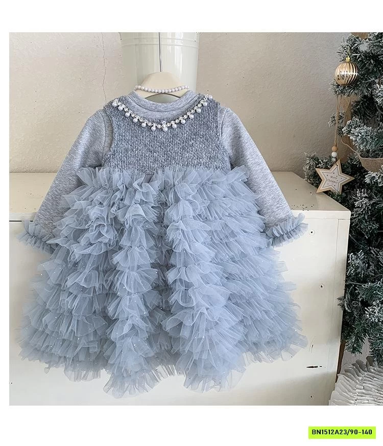 ĐẦM DẠ TUTU CỔ ĐÍNH NGỌC BLUETOWN