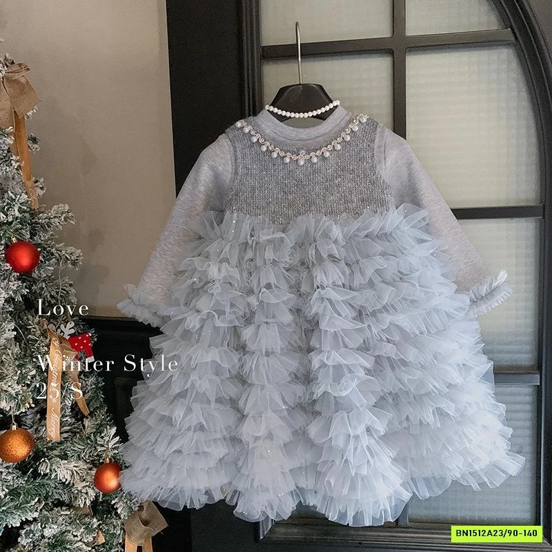 ĐẦM DẠ TUTU CỔ ĐÍNH NGỌC BLUETOWN