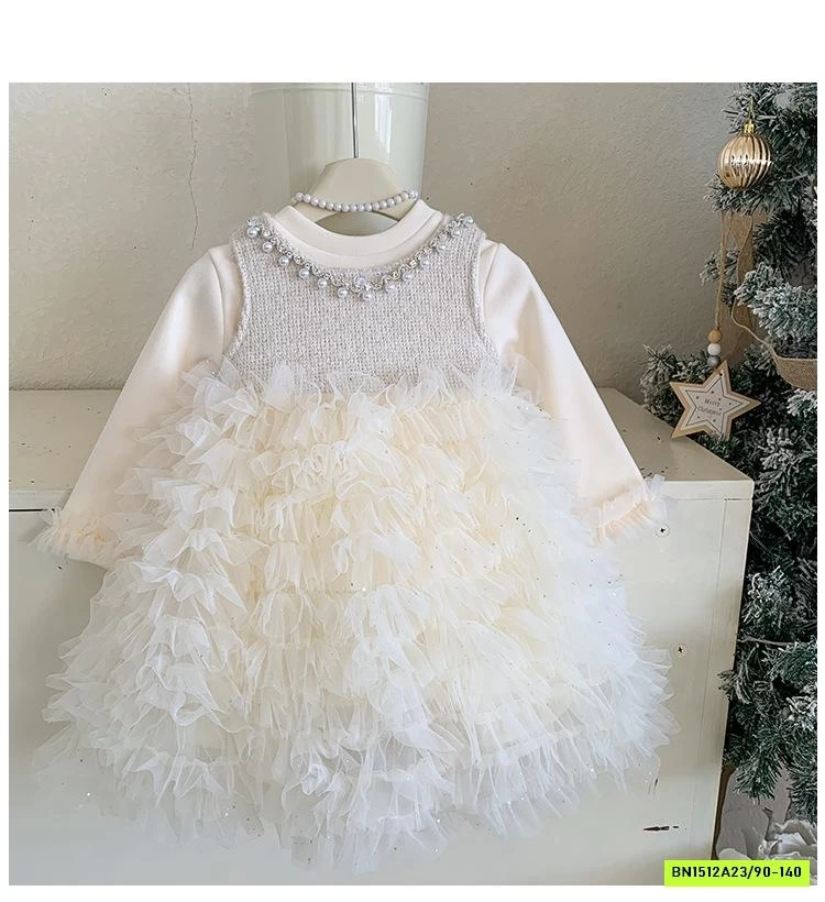 ĐẦM DẠ TUTU CỔ ĐÍNH NGỌC BLUETOWN