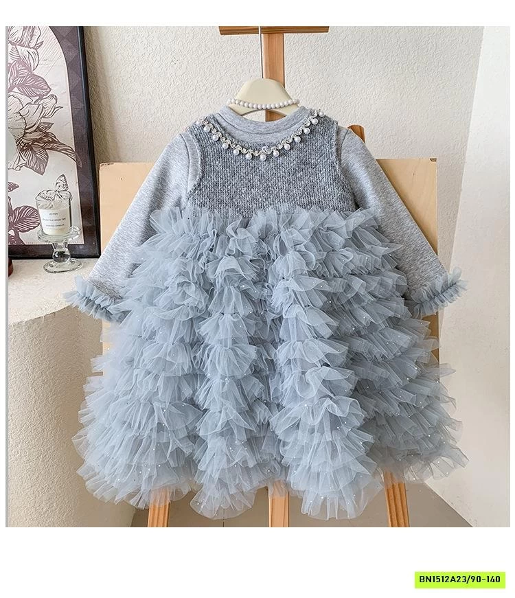 ĐẦM DẠ TUTU CỔ ĐÍNH NGỌC BLUETOWN