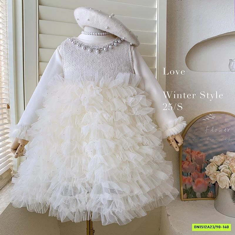 ĐẦM DẠ TUTU CỔ ĐÍNH NGỌC BLUETOWN