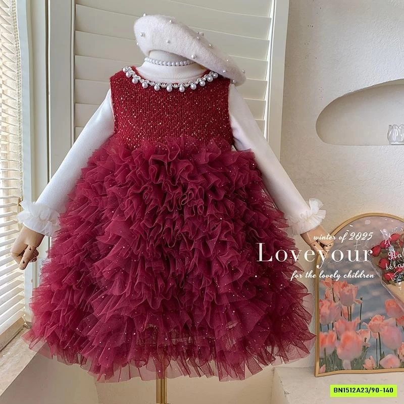 ĐẦM DẠ TUTU CỔ ĐÍNH NGỌC BLUETOWN