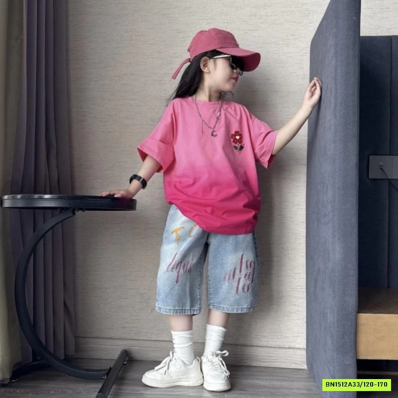 ÁO HOA HỒNG LOANG MIX SHORT JEANS