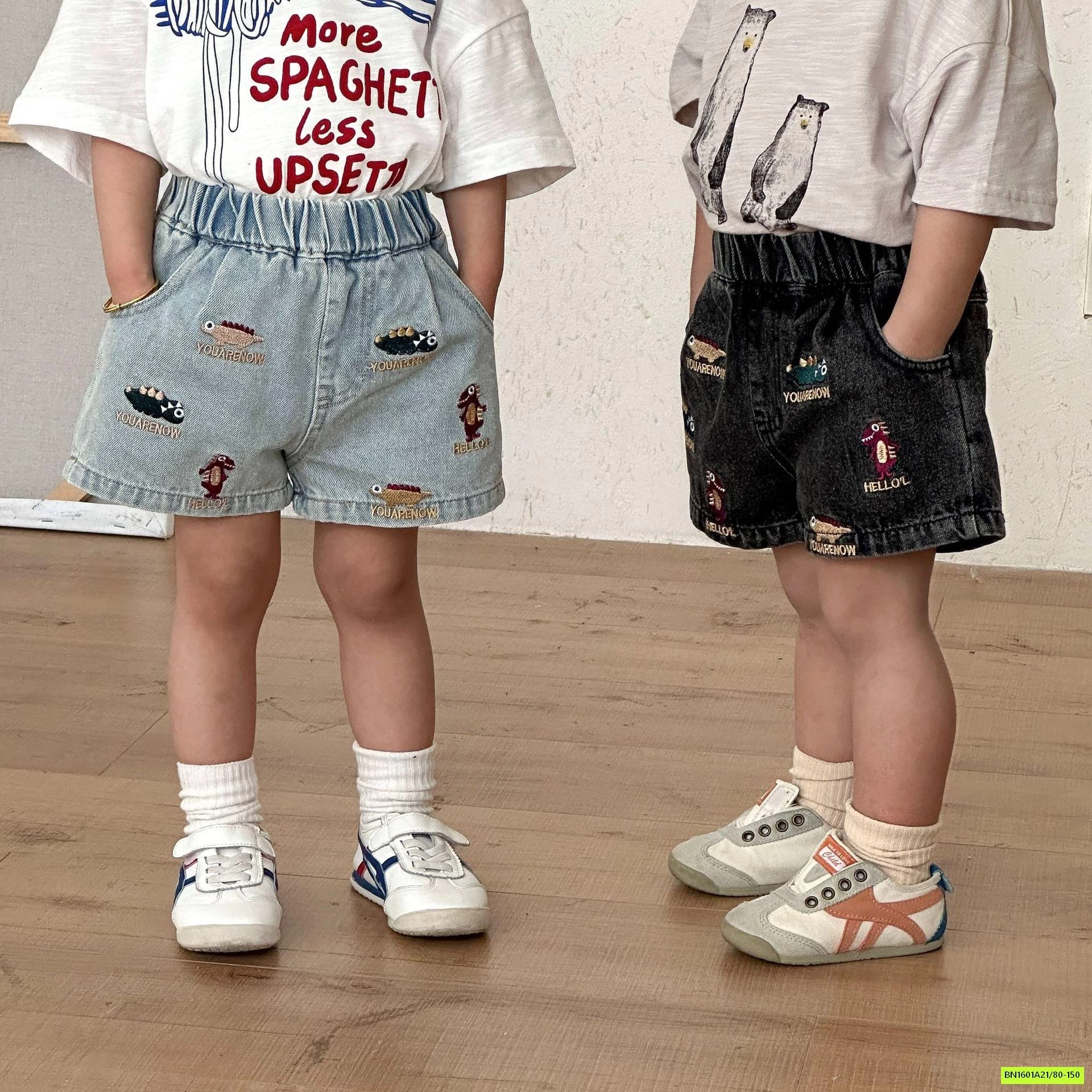 ÁO THUN XƯỚC MIX SHORT JEANS THÊU