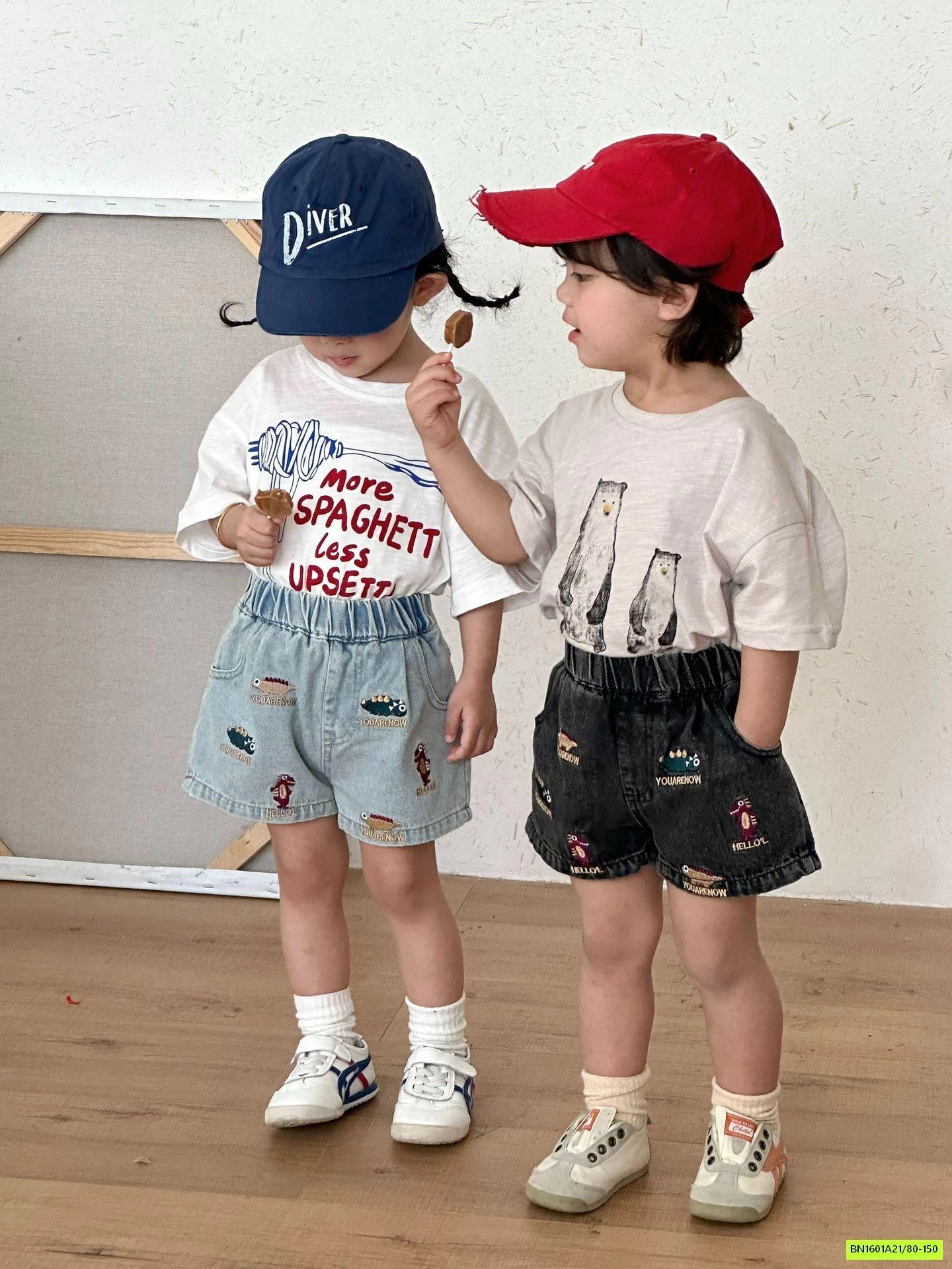 ÁO THUN XƯỚC MIX SHORT JEANS THÊU